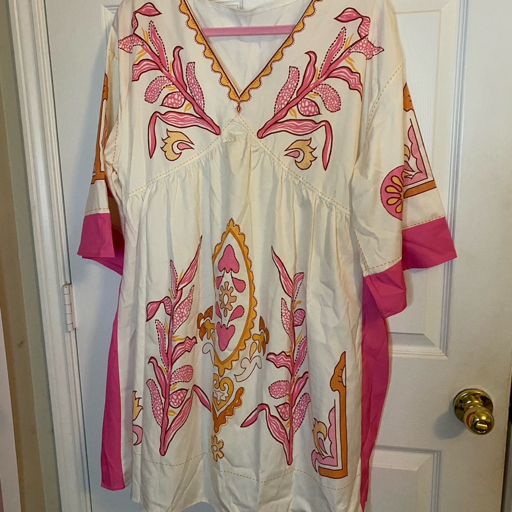 Colorful Embroidered Tunic Dress